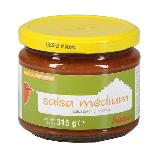 Sos pomidorowy z papryką i cebulą. średnio pikantny Auchan 315 g