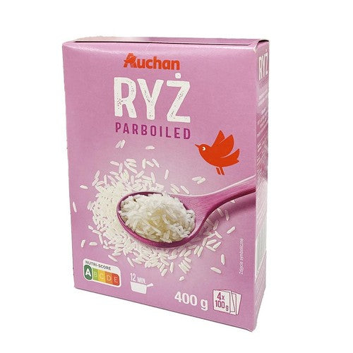 Ryż biały preparowany- długi Auchan 4 x 100 g