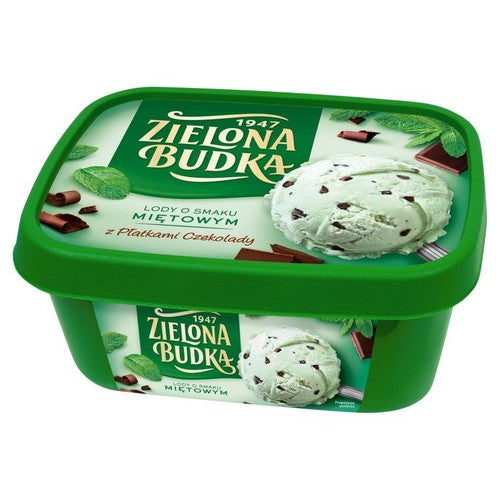 Lody o smaku miętowym z płatkami czekolady Zielona Budka 1 l