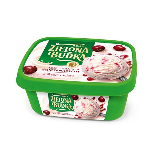 Lody o smaku śmietankowym z sosem z wiśni Zielona Budka 1 l