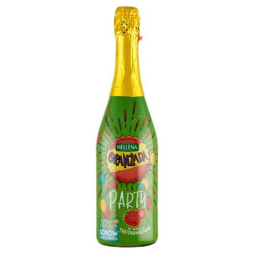 Napój musujący o smaku truskawkowym Oranżada Party  Hellena 750 ml
