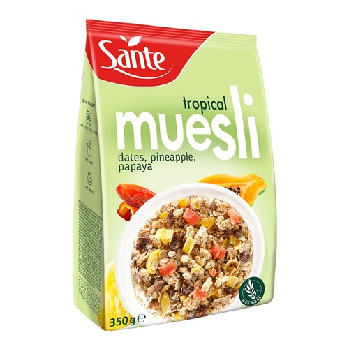 Musli Tropikalne - Płatki zbożowe z owocami tropikalnymi Sante 350 g
